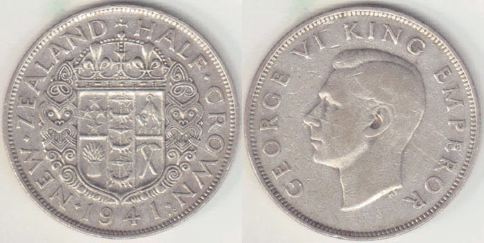 1941 New Zealand silver Half Crown A002300